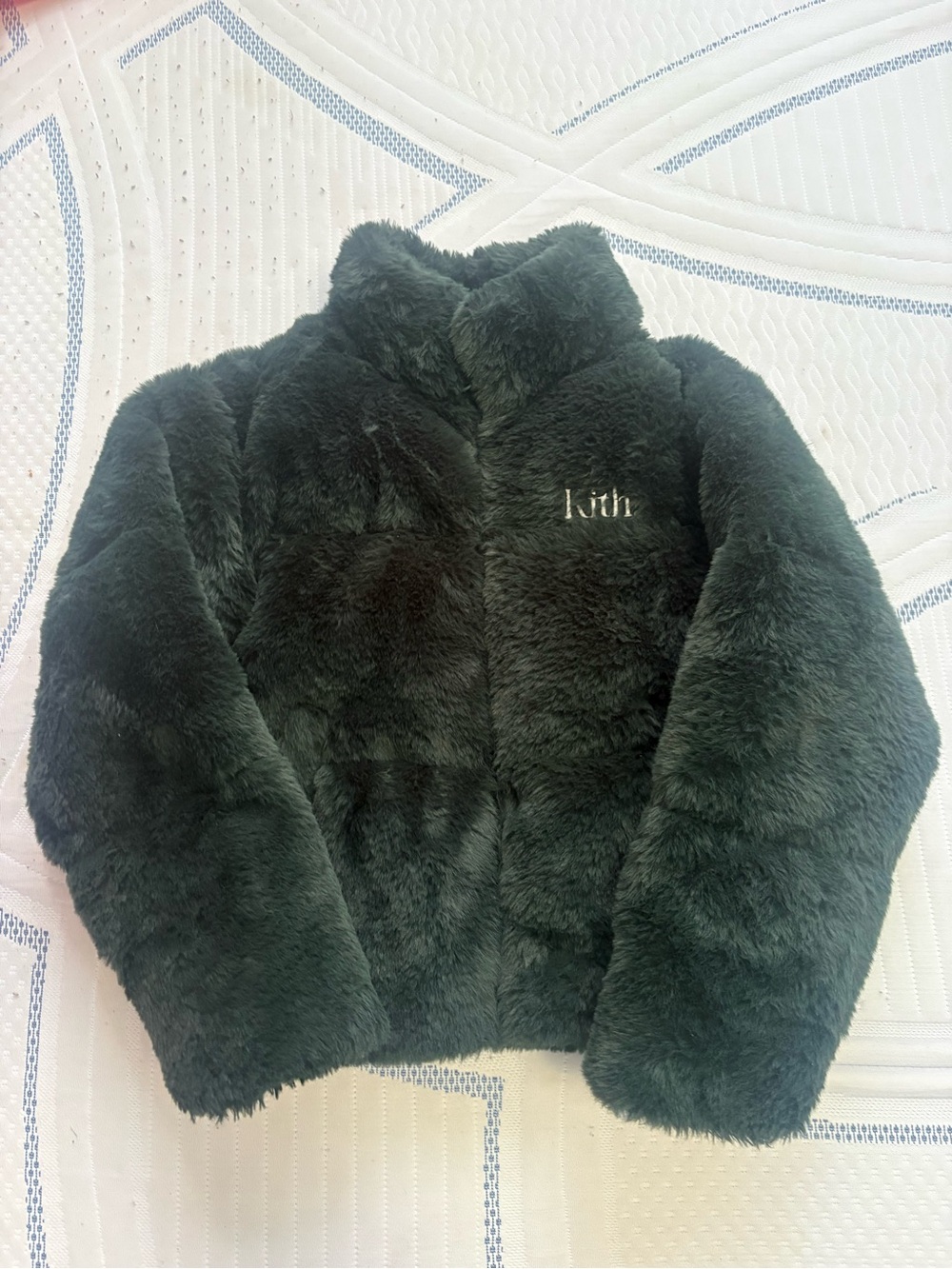 Kith Dark Green Plush Faux-Fur Puffer Jacket for Kids